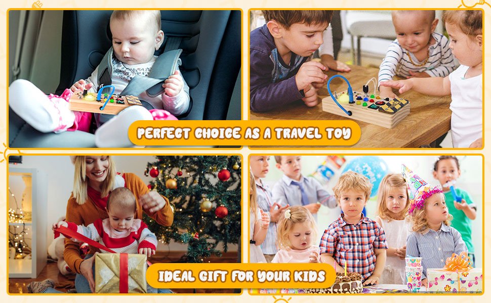 montessori toddler busy board, baby wooden busy board , sensory toys light switch toys travel toys