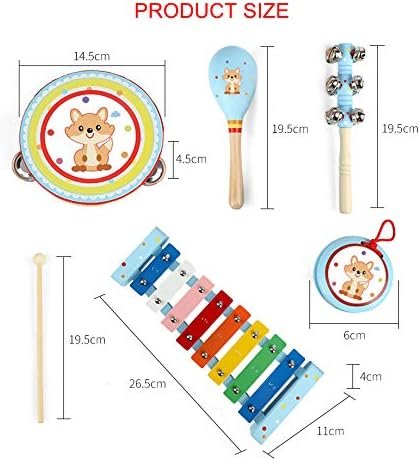 51Kr6gLTDQL._AC Kids Musical Instruments Sets, 12pcs Wooden Percussion Instruments Toys Tambourine Xylophone for Kids Playing Preschool Education, Early Learning Musical Toys for Boys Girls Gift (Blue)