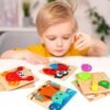 61DAyN-fJyL._AC_SL1200 Wooden Puzzles for Toddlers Ages 1-3, Montessori Toys for 1 2 3 Years Old Girls Boys Baby Kids Puzzle Learning Educational Christmas Birthday Gifts Toys 6 Pack Animal Jigsaw Puzzle