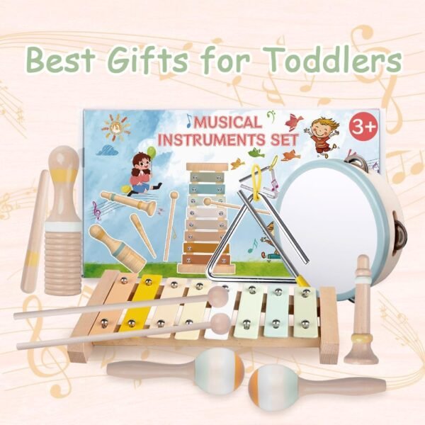 61DeFgEKUcL._AC_SL1000 Baby Musical Instruments-Montessori Wooden Toys for Toddlers 1-3,Neutral Colors Percussion Instruments Set with Modern Boho Xylophone for Kids Preschool Educational 3+ (MIS898)