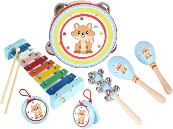 61H5eneI-DL._AC_SL1000 Kids Musical Instruments Sets, 12pcs Wooden Percussion Instruments Toys Tambourine Xylophone for Kids Playing Preschool Education, Early Learning Musical Toys for Boys Girls Gift (Blue)