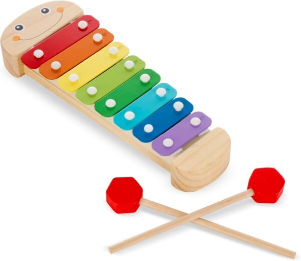 61HOXcI98SL._AC_SL1500 Caterpillar Xylophone Musical Toy With Wooden Mallets 15.25" x 6.5" x 1.5 - For Toddlers,Ages 3+,Blue