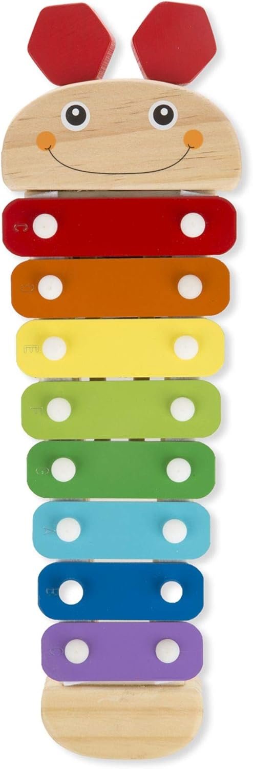 61I-rN9q9fL._AC_SL1500 Caterpillar Xylophone Musical Toy With Wooden Mallets 15.25" x 6.5" x 1.5 - For Toddlers,Ages 3+,Blue