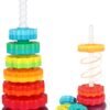 Baby Spinning Stacking Toys for Toddlers 1-3, Rainbow Ring Stacker Montessori Toys for Babies 6-12 Months, 1 2 3 One Year Old Girl Boy Christmas Birthday Gifts, Autism Sensory Learning Toy