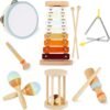 Wooden Musical Instruments for Toddlers Montessori Musical Instruments Set Wooden Musical Toys 8pcs