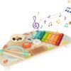Baby Toys Musical Instruments, All-in-one Wooden Montessori Musical Set for 1&2Y (Includes Xylophone Drum Cymbal Guiro Gears), Gifts for 1+ Year Old Girl Preschool