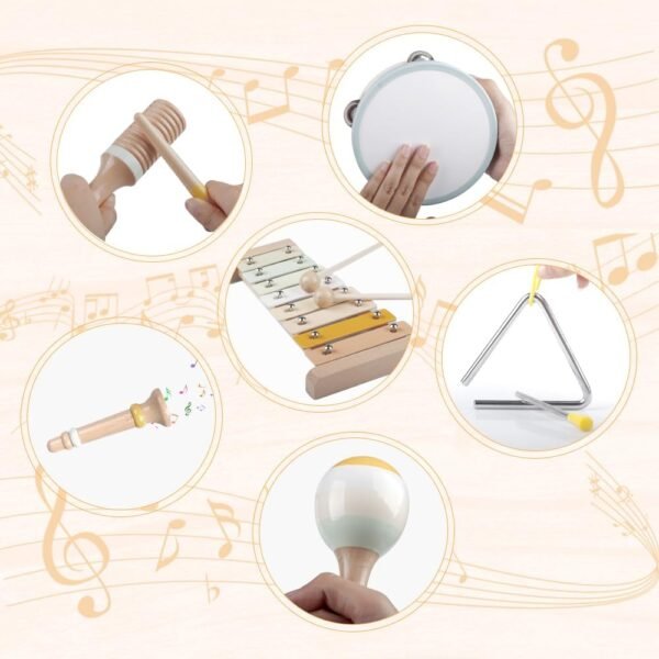 61SuoiYAOqL._AC_SL1000 Baby Musical Instruments-Montessori Wooden Toys for Toddlers 1-3,Neutral Colors Percussion Instruments Set with Modern Boho Xylophone for Kids Preschool Educational 3+ (MIS898)