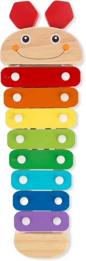 61rhQt7zk9L._AC_SL1500 Caterpillar Xylophone Musical Toy With Wooden Mallets 15.25" x 6.5" x 1.5 - For Toddlers,Ages 3+,Blue