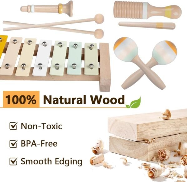 61vg4cAozeL._AC_SL1000 Baby Musical Instruments-Montessori Wooden Toys for Toddlers 1-3,Neutral Colors Percussion Instruments Set with Modern Boho Xylophone for Kids Preschool Educational 3+ (MIS898)