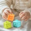Montessori Toys for Babies 0-6 Months - Soft Stacking Building Blocks Rings Balls Sets 2 in 1 Baby Toys Educational Sensory Toys for Toddlers Learning and Teething Fun