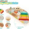Baby Toys Musical Instruments, All-in-one Wooden Montessori Musical Set for 1&2Y (Includes Xylophone Drum Cymbal Guiro Gears), Gifts for 1+ Year Old Girl Preschool