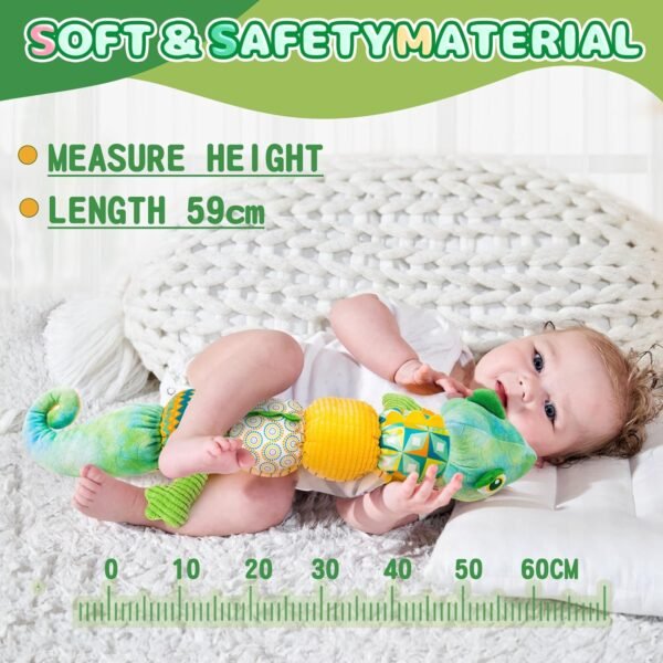 710mX5YEq-L._AC_SL1500 Baby Toys 0-6 Months, Baby Musical Toys, Infant Toys Stuffed Animal Toys with Rattles, Crinkle, Bell, Baby Teething Toys for Tummy Time Newborn Sensory Boys Girls 0 3 6 12 Months (Green Chameleon)