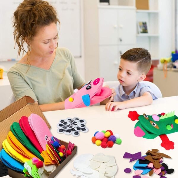 711z0YEn6xL._AC_SL1500 6Pcs Hand Puppet Making Kit, Art Craft Felt Sock Puppet Toys, Creative DIY Make Your Own Puppets Pompoms Wiggle Googly Eyes Storytelling Role Play Party Supplies Gift for Girls Boys (Animals)