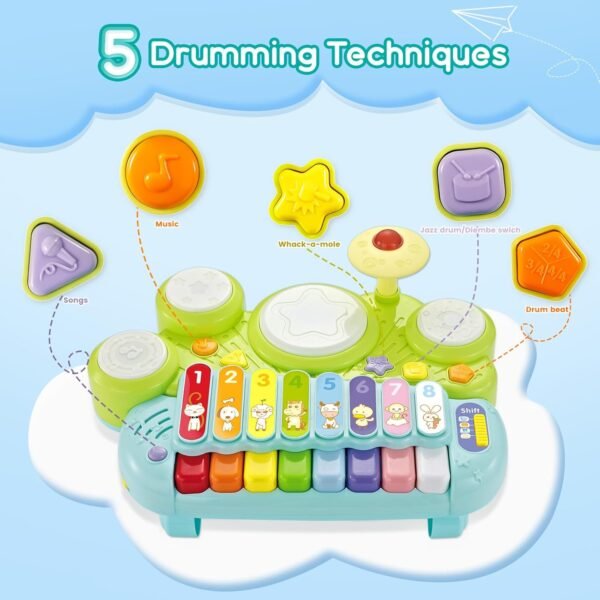 7125gguIgjL._AC_SL1500 Kids Drum Set for Toddlers: 5 in 1 Baby Musical Instruments Musical Toys Children Drum kit Xylophone Microphone Piano Early Educational Learning Toy for Ages 18+ Months Girls Boys Birthday Gift