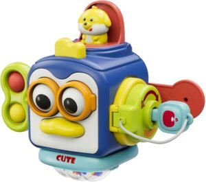 Montessori Toys for 1 Year Old, Sensory Toys for Toddlers 1-3, Travel Activities Busy Cube, Baby Gifts for 12 18 Month, Motor Skills Educational Learning Toys (Blue)