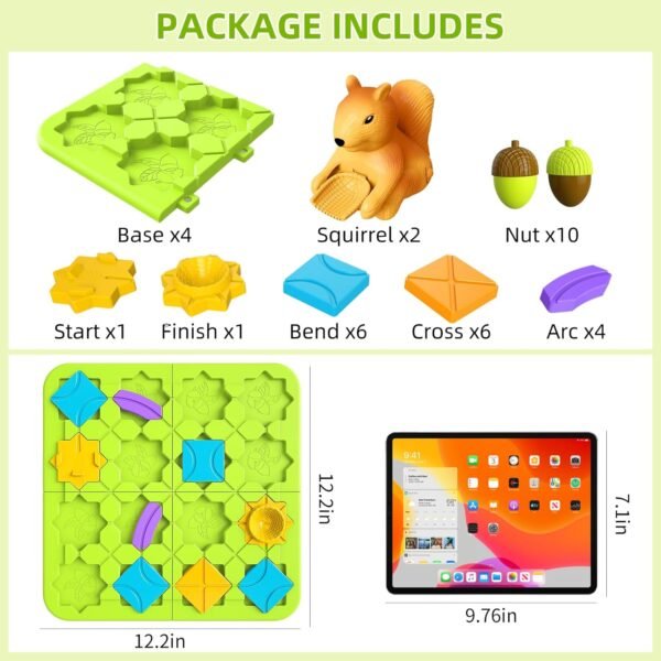 71Aa_G22_GL._AC_SL1500 Board Games Kids Toys, Build-A-Track Brain Teaser Puzzles for Kids Ages 4-8 with 118 Challenges & 5 Difficulty Levels Squirrel Logic Track Building Blocks, Educational Montessori Birthday Gifts
