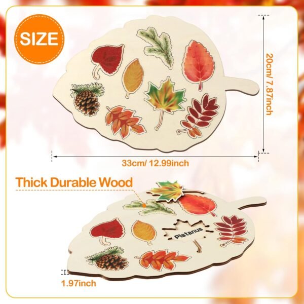 71E8rLvK5oL._AC_SL1500 2 Pieces Leaf Wooden Jigsaw Puzzles Leaf Puzzle Montessori Toy Montessori Puzzle Early Educational Learning Puzzle for Birthday Gift Early Education School(Classic)