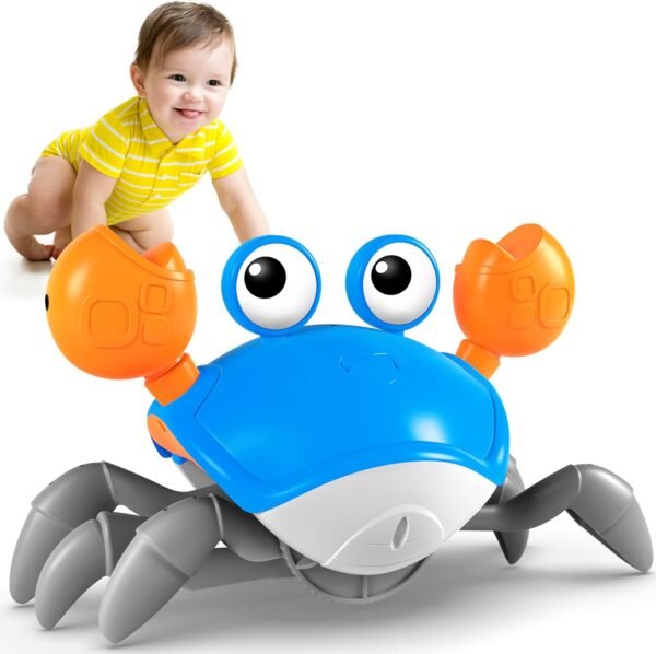 71EqJDH2dXL._AC_SL1500 Crawling Crab Toy, Infant Tummy Time Baby Toys, Fun Interactive Dancing Walking Moving Toy Babies Sensory Induction Crabs with Music, Baby Toys 0-6 to 12-18 Months Boys Girls Toddler Birthday Gifts
