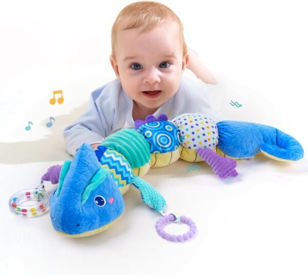 71H2d5PY5pL._AC_SL1500 Baby Toys 0-6 Months, Baby Musical Toys, Infant Toys Stuffed Animal Toys with Rattles, Crinkle, Bell, Baby Teething Toys for Tummy Time Newborn Sensory Boys Girls 0 3 6 12 Months (Green Chameleon)