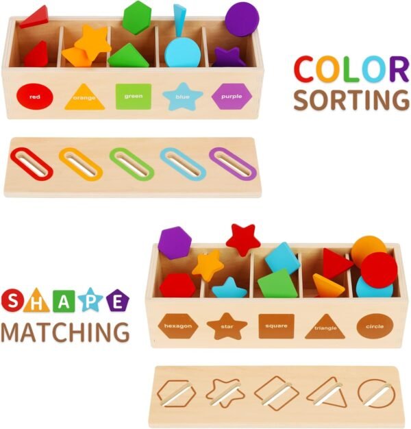 71HSjSbVZ0L._AC_SL1500 Montessori Toys for 1 2 3 Year Old | Wooden Color & Shape Sorting Matching Toys | Learning Educational Toys for 1-3 Year Old Kids | One 1st 2st Birthday Gift for Boy Girl