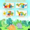 Wooden Toddler Puzzles for Kids Ages 3-5, Wooden Puzzles for Toddler, Montessori Toys for 3 Year Old Boys and Girls, 3-Pack Dinosaur Puzzles and 1-Pack Animal Wooden Puzzle