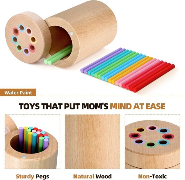 71LQV7dba0L._AC_SL1500 Montessori Toddler Toys for 1-3 Year Old, Wooden Educational Toys for Toddlers, Color Sorting Preschool Learning Activities, Educational Developmental Fine Motor Sensory Games, Gift for Infant