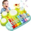 Kids Drum Set for Toddlers: 5 in 1 Baby Musical Instruments Musical Toys Children Drum kit Xylophone Microphone Piano Early Educational Learning Toy for Ages 18+ Months Girls Boys Birthday Gift