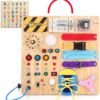 Montessori Toys for 1-3 Years Old, Wooden Toddler Toys, Sensory Travel Toys, Gift for 1+ Year Old Boys (Busy Board Plus V2)