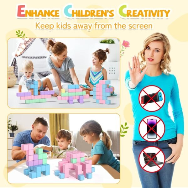 71VL6-3JIBL._AC_SL1500 45PCS Magnetic Blocks Toddler Toys, Magnetic Building Blocks Magnet Toys, Magnetic Blocks for Kids ages 1-3 3-5 4-8, Sensory Montessori Toys Magnet Cubes Classroom Must Haves for Boys Girls Age 2-4