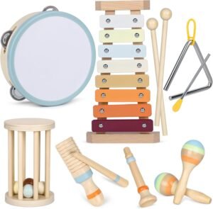 71VsrfFUhNL._AC_SL1500 Toddler Musical Instruments, Montessori Baby Musical Instruments for Toddlers 1-3, Wooden Musical Toys with Modern Boho Xylophone for 1 2 3 Year Old Kids Preschool Educational Birthday Gift