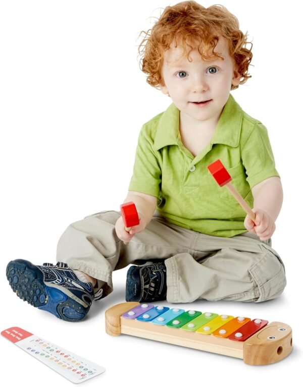 71VxXks8eOL._AC_SL1500 Caterpillar Xylophone Musical Toy With Wooden Mallets 15.25" x 6.5" x 1.5 - For Toddlers,Ages 3+,Blue
