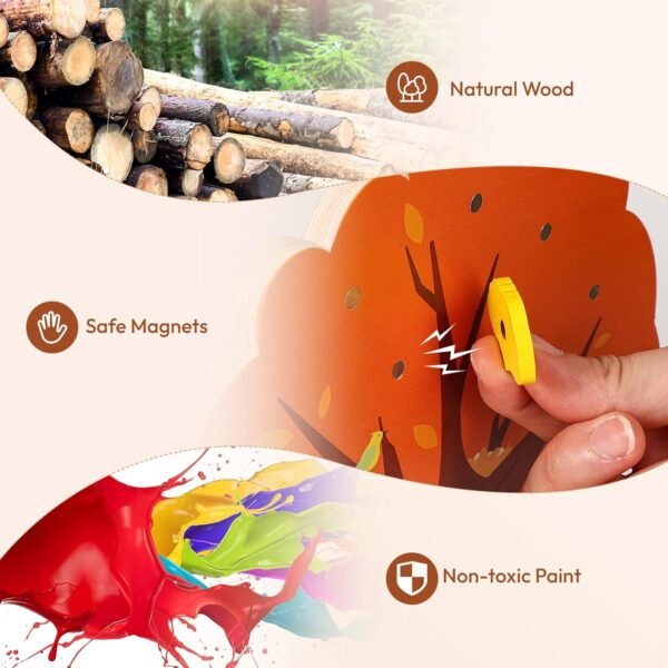 71W2mNThZ0L._AC_SL1500 Montessori Toys for 3 4 5 6 Year Old, Pumpkin Picking Magnetic Leaves Tree Toy, Toddler Fine Motor Skill Toy, Wooden Sensory Color Sorting Toys, Fall Autumn Harvest Activities for Boys Girls