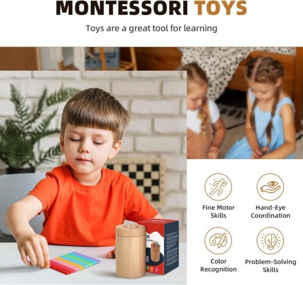 71WZKsG56EL._AC_SL1500 Montessori Toddler Toys for 1-3 Year Old, Wooden Educational Toys for Toddlers, Color Sorting Preschool Learning Activities, Educational Developmental Fine Motor Sensory Games, Gift for Infant