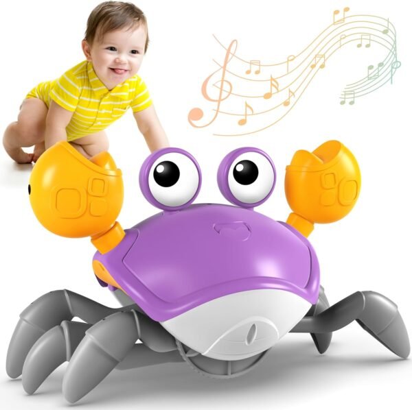 71aWfxbWX3L._AC_SL1500 Crawling Crab Toy, Infant Tummy Time Baby Toys, Fun Interactive Dancing Walking Moving Toy Babies Sensory Induction Crabs with Music, Baby Toys 0-6 to 12-18 Months Boys Girls Toddler Birthday Gifts