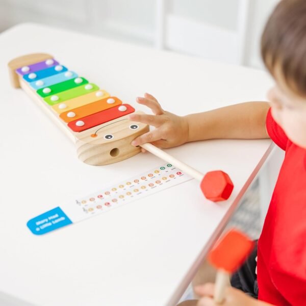 71akn_7CGsL._AC_SL1500 Caterpillar Xylophone Musical Toy With Wooden Mallets 15.25" x 6.5" x 1.5 - For Toddlers,Ages 3+,Blue