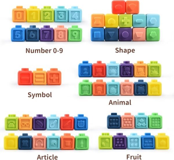 71bek6LJzFL._AC_SL1500 Montessori Toys for Babies 0-6 Months - Soft Stacking Building Blocks Rings Balls Sets 2 in 1 Baby Toys Educational Sensory Toys for Toddlers Learning and Teething Fun