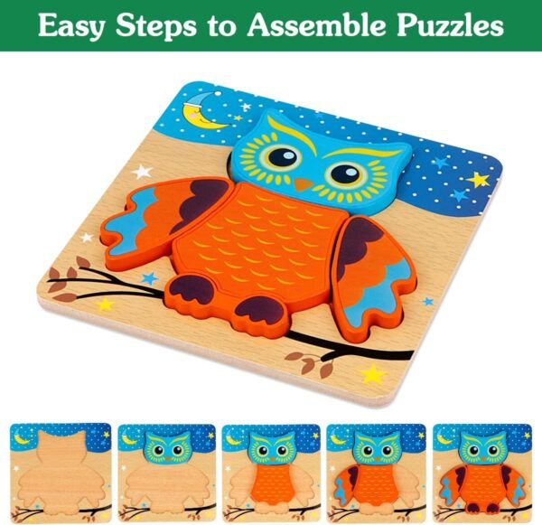 71g4vfPzUsL._AC_SL1200 Wooden Puzzles for Toddlers Ages 1-3, Montessori Toys for 1 2 3 Years Old Girls Boys Baby Kids Puzzle Learning Educational Christmas Birthday Gifts Toys 6 Pack Animal Jigsaw Puzzle