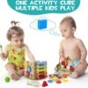 Wooden Activity Cube, 8-in-1 Montessori Toys for 1+ Year Old Boys & Girls, Educational Learning Toys for Toddlers Age 1-2, First Birthday Gift | Bonus Sorting & Stacking Board and Word Cards