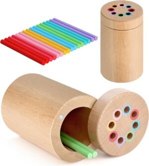 Montessori Toddler Toys for 1-3 Year Old, Wooden Educational Toys for Toddlers, Color Sorting Preschool Learning Activities, Educational Developmental Fine Motor Sensory Games, Gift for Infant