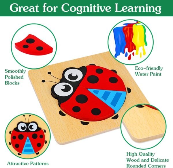 71vywTL9GYL._AC_SL1200 Wooden Puzzles for Toddlers Ages 1-3, Montessori Toys for 1 2 3 Years Old Girls Boys Baby Kids Puzzle Learning Educational Christmas Birthday Gifts Toys 6 Pack Animal Jigsaw Puzzle