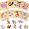 8pcs Wooden Puzzles for Toddlers 1-3, Toddler Puzzles Ages 2-4, Montessori Toys for 1-3+ Years Girl Boy, Sea Animal Puzzle for Kids, Jigsaw Puzzles Educational Toys Preschool Puzzles for 1-3