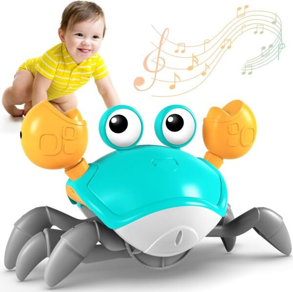 71yd8hU1cFL._AC_SL1500 Crawling Crab Toy, Infant Tummy Time Baby Toys, Fun Interactive Dancing Walking Moving Toy Babies Sensory Induction Crabs with Music, Baby Toys 0-6 to 12-18 Months Boys Girls Toddler Birthday Gifts