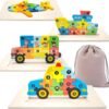 Wooden Toddler Puzzles for Kids Ages 3-5, Wooden Puzzles for Toddler, Montessori Toys for 3 Year Old Boys and Girls, 3-Pack Dinosaur Puzzles and 1-Pack Animal Wooden Puzzle