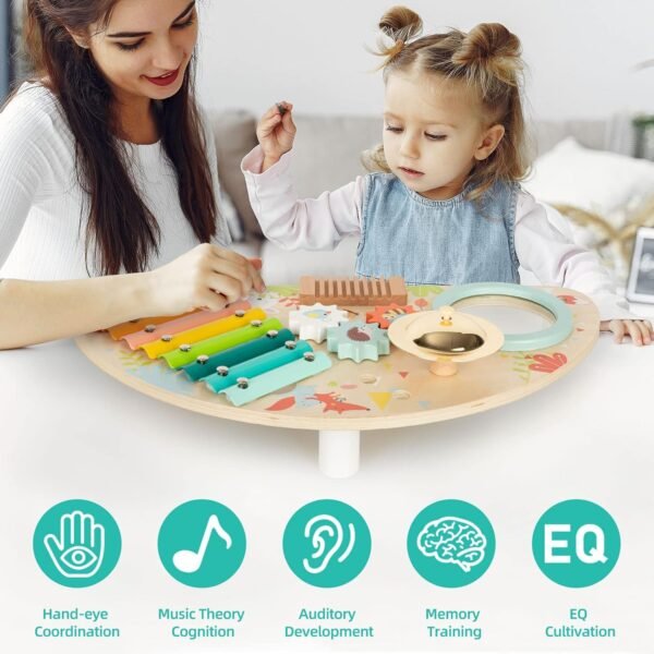 816NMaDfFCL._AC_SL1500 Baby Toys Musical Instruments, All-in-one Wooden Montessori Musical Set for 1&2Y (Includes Xylophone Drum Cymbal Guiro Gears), Gifts for 1+ Year Old Girl Preschool