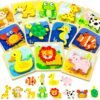 81AsIUCa49L._AC_SL1500 Wooden Toddler Puzzles, 6pcs Animal Montessori Toys for 1-3 Year Old Boys & Girls, Learning Educational Preschool Toys, Great Gifts for 1 2 3 Year Olds