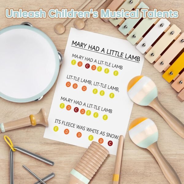 81GdZZAvhnL._AC_SL1500 Baby Musical Instruments - Montessori Musical Toys for Toddlers 1-3, Neutral Colors Wooden Percussion Instruments Set, Modern Boho Xylophone Tambourine, Kids Preschool Educational Birthday Gifts