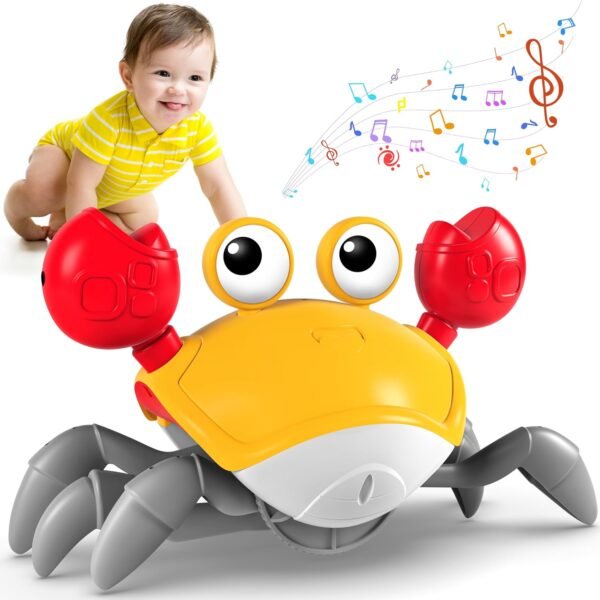81HJ2l0YFwL._AC_SL1500 Crawling Crab Toy, Infant Tummy Time Baby Toys, Fun Interactive Dancing Walking Moving Toy Babies Sensory Induction Crabs with Music, Baby Toys 0-6 to 12-18 Months Boys Girls Toddler Birthday Gifts
