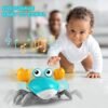 Crawling Crab Toy, Infant Tummy Time Baby Toys, Fun Interactive Dancing Walking Moving Toy Babies Sensory Induction Crabs with Music, Baby Toys 0-6 to 12-18 Months Boys Girls Toddler Birthday Gifts