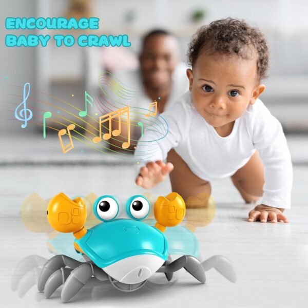 81LZJspEtuL._AC_SL1500 Crawling Crab Toy, Infant Tummy Time Baby Toys, Fun Interactive Dancing Walking Moving Toy Babies Sensory Induction Crabs with Music, Baby Toys 0-6 to 12-18 Months Boys Girls Toddler Birthday Gifts