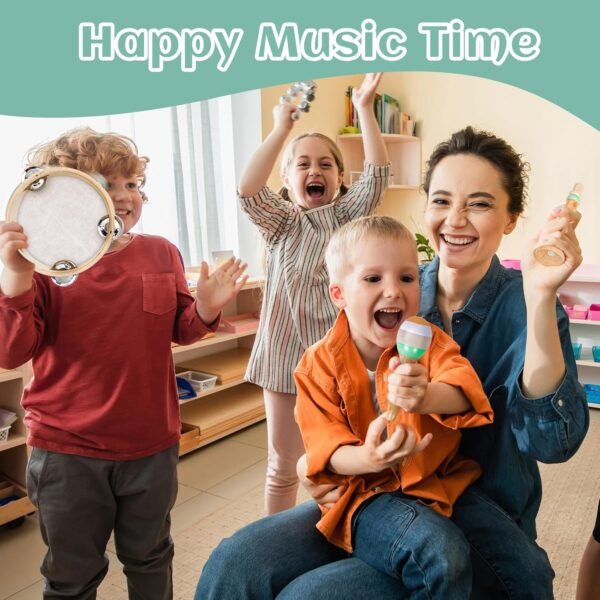 81Ntv418b_L._AC_SL1500 Musical Instruments Set - Neutral Colors Wooden Montessori Toys Percussion Music Modern Boho Xylophone Birthday Gifts for 1 2 3 Year Old Kids Baby Toddlers Boys Girls with Storage Bag